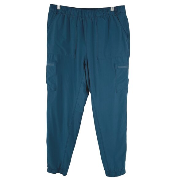 Eddie Bauer Fleece Lined Jogger Pull On Pants Womens Size 12 Teal Solid PT-2652 - Picture 1 of 13